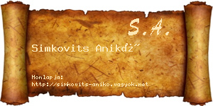 Simkovits Anikó névjegykártya